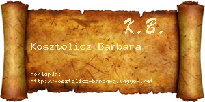 Kosztolicz Barbara névjegykártya